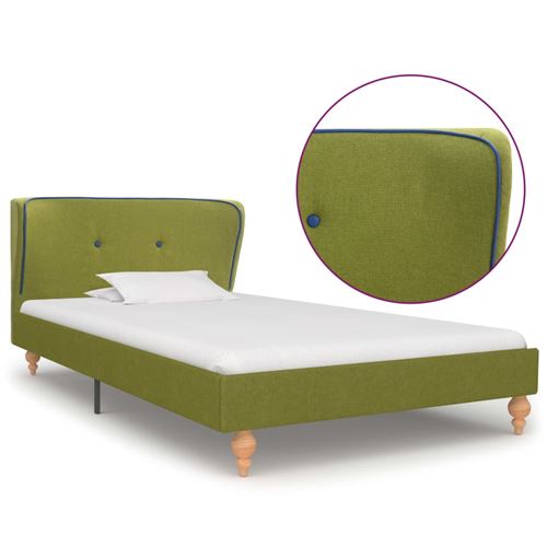 Cadre de lit Vert Tissu 90 x 200 cm