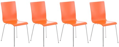 Lot de 4 chaises visiteur Pepe en bois , Orange