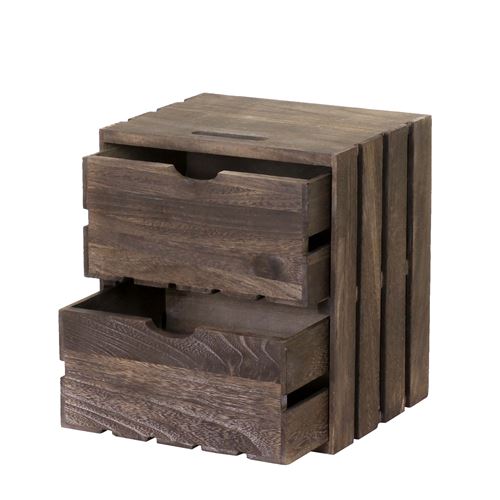 Commode MENDLER HWC-C62, 2 tiroirs, 36x32x26cm brun shabby