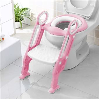 Siege De Toilette Enfant Flyccc Pliable Et Reglable Reducteur De Toilette Bebe Avec Marches Larges Lunette De Toilette Confortable Materiaux De Haute Qualite Rose Pots Et Reducteurs Achat Prix Fnac