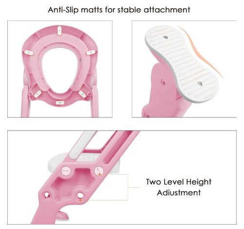 Siege De Toilette Enfant Flyccc Pliable Et Reglable Reducteur De Toilette Bebe Avec Marches Larges Lunette De Toilette Confortable Materiaux De Haute Qualite Rose Pots Et Reducteurs Achat Prix Fnac