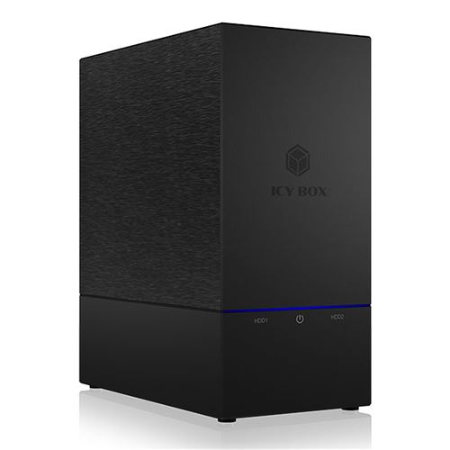 ICY BOX USB Raid Boîtier pour 2 disques durs 2,5 & 3,5 USB 3.1 Gen2 (10 Gbit/s), USB-C, Raid 1, 0, JBOD, Ventilateur, Externe Noir