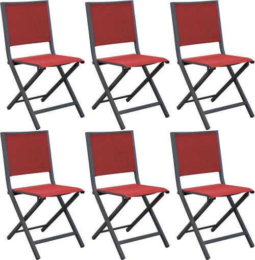 Proloisirs - Chaises pliantes en aluminium Ida (Lot de 6) Gris, Rouge