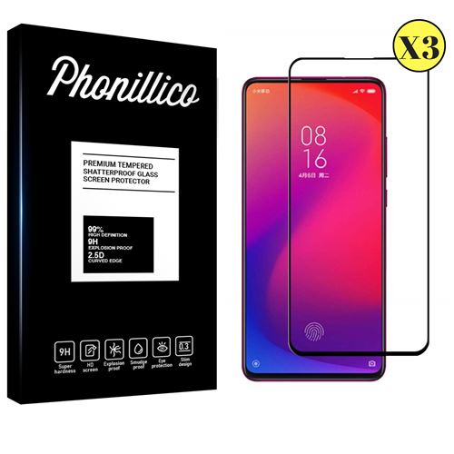 Verre Trempe pour Xiaomi MI 9T / MI 9T PRO [Pack 3] Film Transparent Bord Noir Vitre Protection Ecran [Phonillico®]