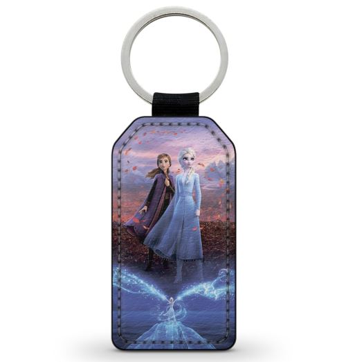 Porte-Cle Noir en Simili Cuir Leather Elsa Anna Frozen 2 La Reine des Neiges