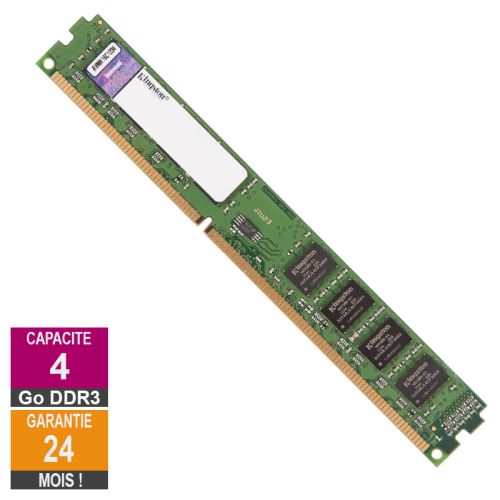 Barrette Mémoire 4Go Ram Ddr3 Kingston Kvr1333D3N9/4G Dimm Pc3-10600U Lp