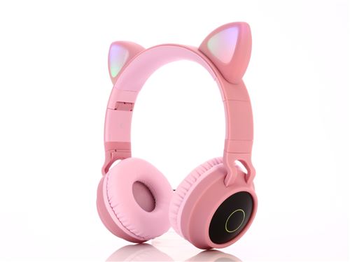 Casque d'écoute pliable avec éclairage LED Cat Ear -Rose