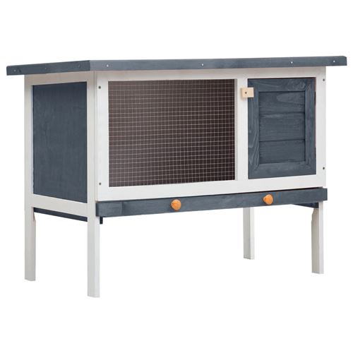 vidaXL Clapier d'extérieur 1 niveau Gris Bois