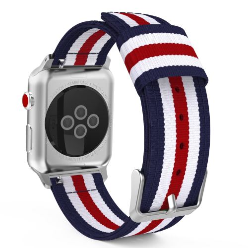 Générique Rouge/Blanc/Bleu Bracelet Nylon Tisse 38/40Mm Pour Iwatch Serie Confortable Sport Tissu () - Image 1