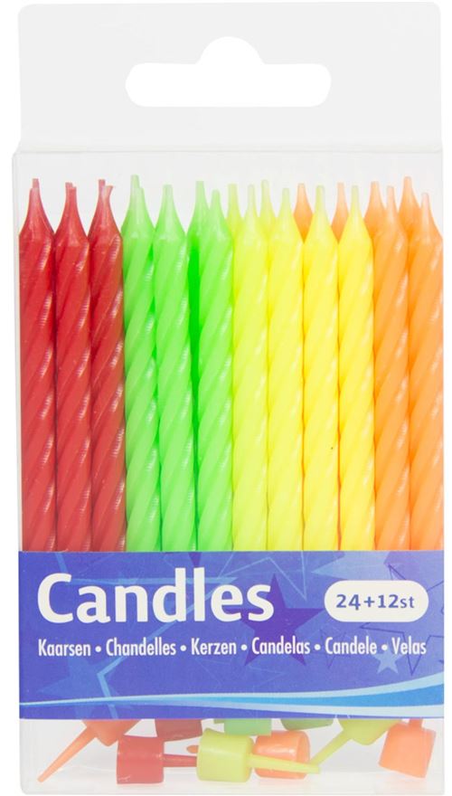 Folat bougies d'anniversaire junior 6 cm de cire 36 pièces