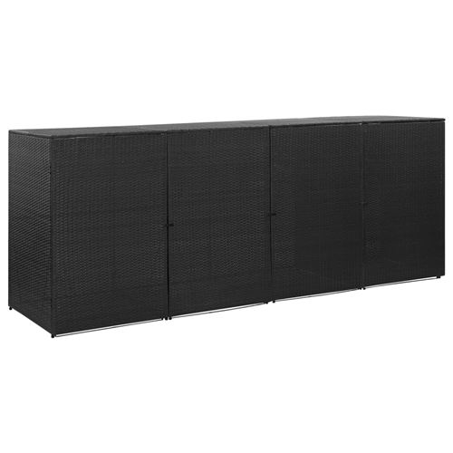 vidaXL Abri pour quatre poubelles Noir 305x78x120 cm Résine tressée