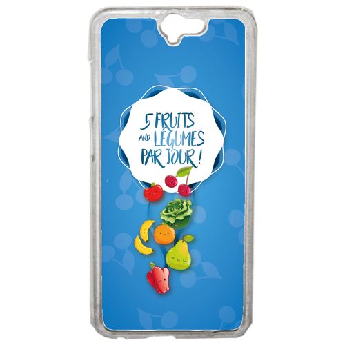 Coque 5 Fruits Et Legumes Fond Bleu Compatible One A9 Transparent