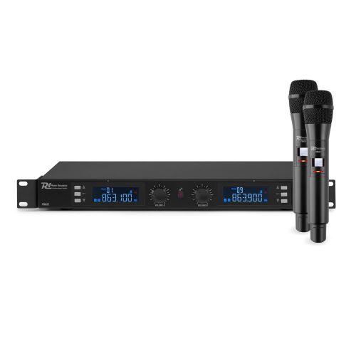 Power Dynamics PD632C Set de micros sans fil 2x 20 canaux UHF - Emetteur + 2 micros à main - Noir
