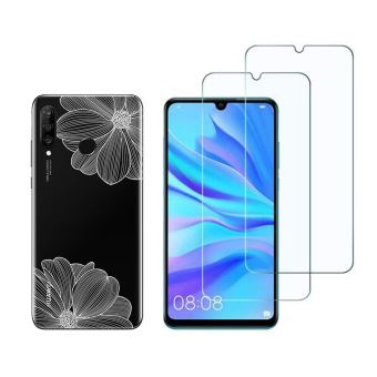 Pack Protection Huawei Y5 2019 : 2 Films Verre Trempé + Coque Silicone Fantaisie - Neuf