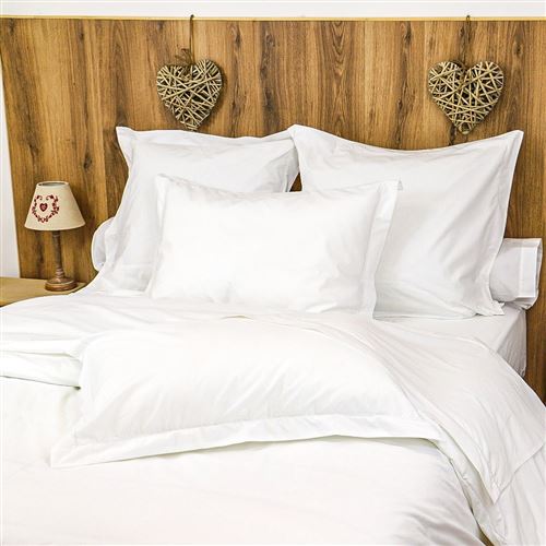 Housse de couette unie coton Percale 200 fils DESIREE LINANDELLE Blanc 240x260 cm