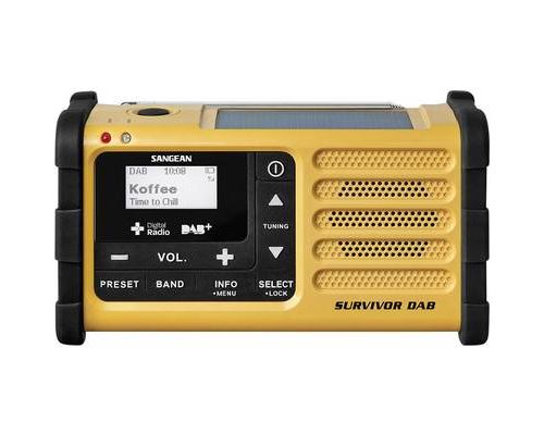 Radio dextérieur Sangean Survivor DAB DAB+, FM USB fonction de charge de la batterie, lampe de poche, rechargeable jaune
