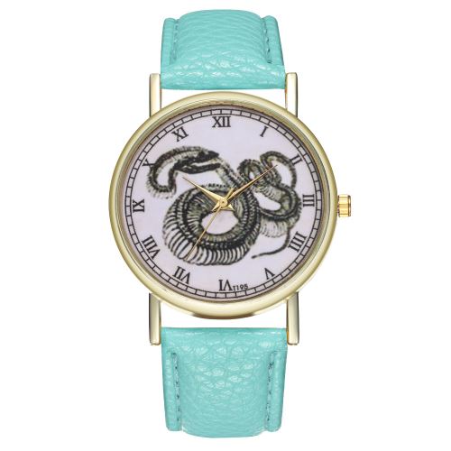 Bracelet en cuir montre femme montre homme montre étudiant personnalité zodiac quartz montre T195-AMenthe verte