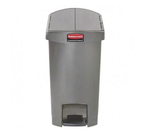 Poubelle à pédale frontale étroite grise 30l slim jim end step on