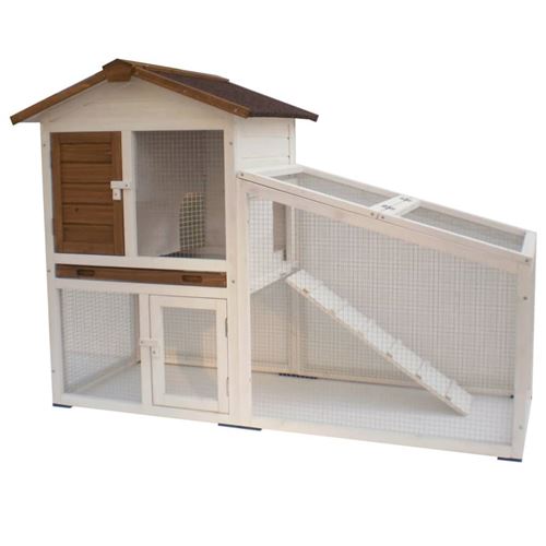 Zoolox Clapier à lapis 2 étages 140 x 65 x 100 cm (Blanc)