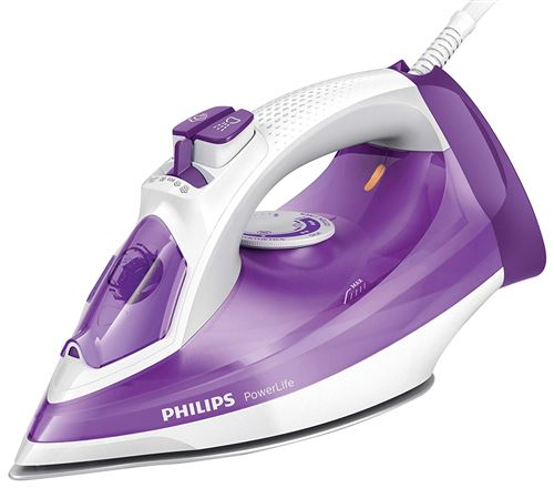 Philips GC2991/30 – Fer à repasser à vapeur 2300 W, débit vapeur 145 g, semelle Steamglide antirayures et fonction nettoyage facile du calcaire, violet