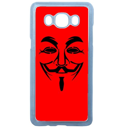 Coque Anonymous Rouge Compatible Galaxy J7 2016 Transparent