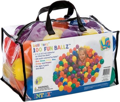 Sac de 100 balles multicolores en plastique - intex - tente et piscine a balles