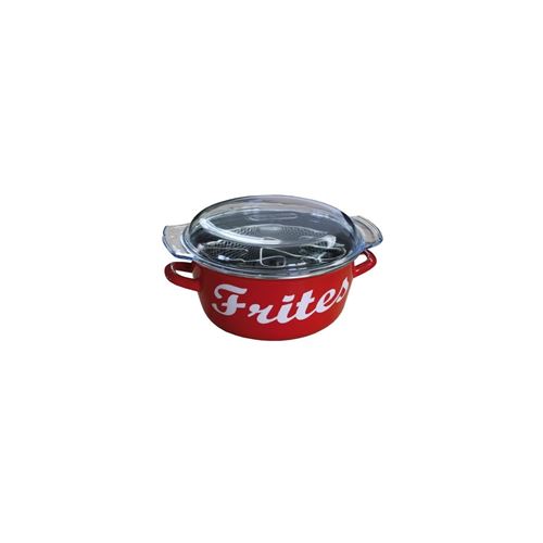 BAUMALU Friteuse émail - 26 cm - Rouge marquage