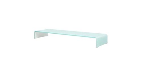 vidaXL TV-meubel/monitorverhoger wit 110x30x13 cm glas