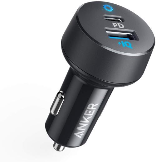 PowerDrive USB-C 30W - Chargeur de voiture Port USB-C Power Delivery 18W et Port USB PowerIQ 12W avec LED