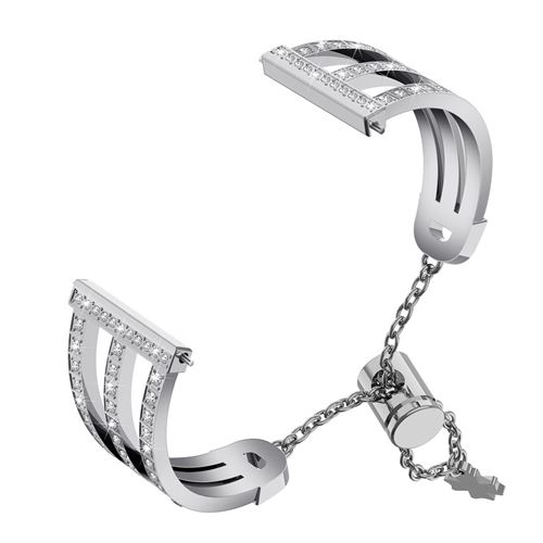 Bracelet en acier inoxydable élégant réglable pour Fitbit Versa 3 / Sense - Argent (Taille S)