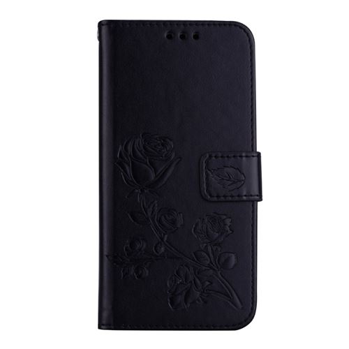 Etui en PU motif de roses noir pour votre Xiaomi Redmi 6 (Dual Camera: 12MP+5MP)
