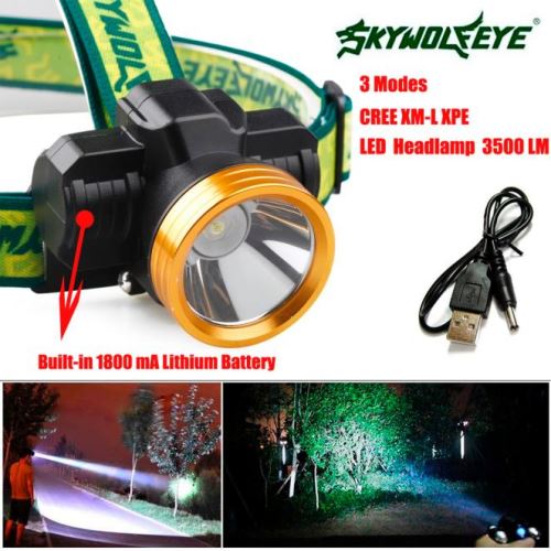 3500LM XPE LED Lampe frontale phare Head Light lampe USB rechargeable 1800mAh
