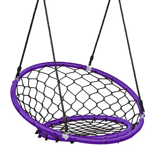 Fauteuil hamac suspendu giantex en filet violet en hauteur réglables 100-160cm et cadre en acier charge max 150kg pour arbre, jardin
