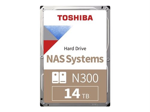 Toshiba N300 NAS - Disque dur - 14 To - interne - 3.5 - SATA 6Gb/s - 7200 tours/min - mémoire tampon : 512 Mo