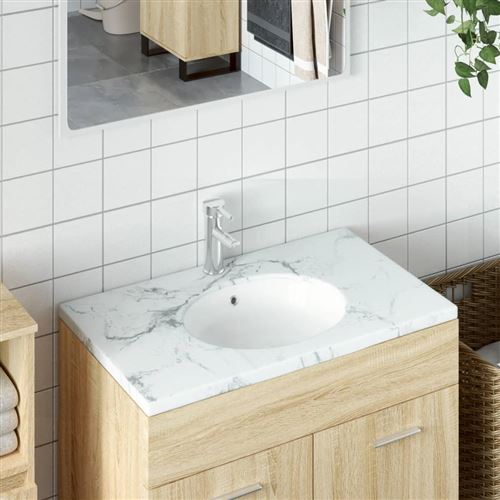 VidaXL Évier de salle de bain blanc 38,5x33,5x19 cm ovale céramique