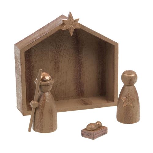 Amadeus Marron Crèche Avec 3 Santons - Résine - Image 3