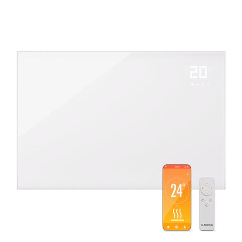 Klarstein Radiateur Smart - Contrôle App, 980W, Chauffage Électrique, 0 - 37 °C , Faible Consommation, Blanc