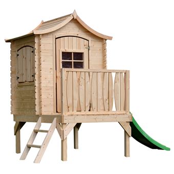 Maisonnette en bois avec toboggan 1.1m2 - 175x146xH212cm - maison