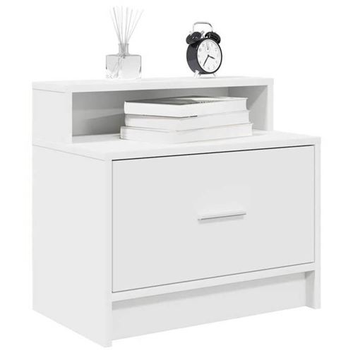Vidaxl Blanc Table De Chevet Avec Tiroir 2 Pcs 51X31x47 Cm, Table D'appoint, Armoire De Lit, Table D'appoint Pour La 858669 - Image 2