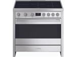 Centre de cuisson 90 cm, 5 foyers induction avec booster et 1 multizone, four multifonction double chaleur tournante, Vapor clean, 115 litres nets, afficheur Touch, rails telescopiques sortie partielle, sonde de cuisson