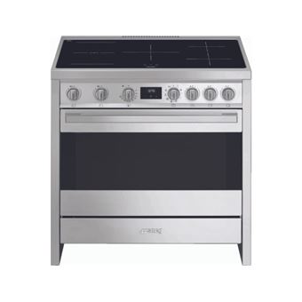 Centre de cuisson 90 cm, 5 foyers induction avec booster et 1 multizone, four multifonction double chaleur tournante, Vapor clean, 115 litres nets, afficheur Touch, rails telescopiques sortie partielle, sonde de cuisson