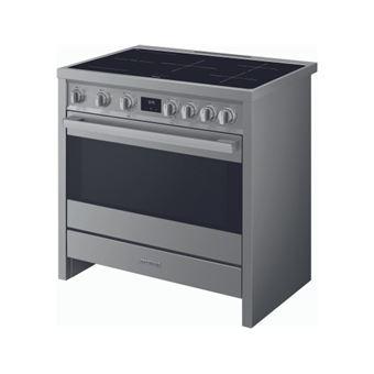 Centre de cuisson 90 cm, 5 foyers induction avec booster et 1 multizone, four multifonction double chaleur tournante, Vapor clean, 115 litres nets, afficheur Touch, rails telescopiques sortie partielle, sonde de cuisson