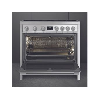 Centre de cuisson 90 cm, 5 foyers induction avec booster et 1 multizone, four multifonction double chaleur tournante, Vapor clean, 115 litres nets, afficheur Touch, rails telescopiques sortie partielle, sonde de cuisson