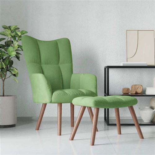 Vidaxl Vert/Clair Chaise De Relaxation Velours - Image 3