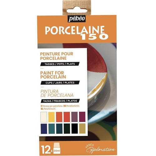 Set de 12 peintures base eau porcelaine - 12 x 20 ml - Pébéo