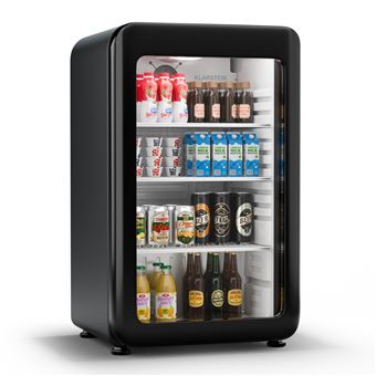 Klarstein Audrey Evo Réfrigérateur à boissons Porte en verre Mini Bar Mini Frigo 93 L Design rétro Noir - 1