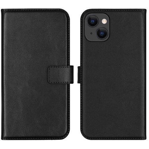 Étui de téléphone portefeuilen cuir véritabpour iPhone 13 - Noir Selencia