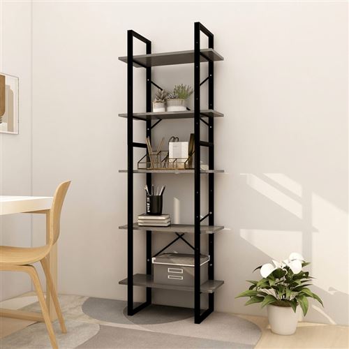 vidaXL Bibliothèque à 5 niveaux Gris 60x30x175 cm Bois de pin3081985