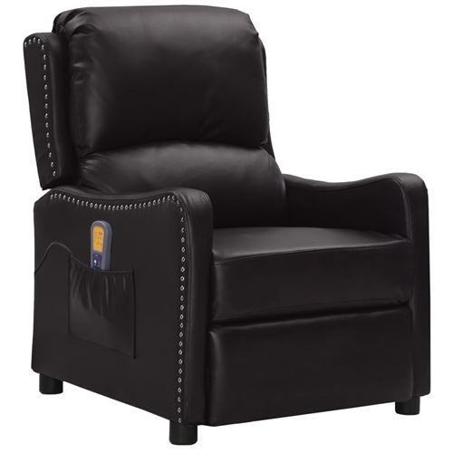 vidaXL Fauteuil releveur inclinable massage Noir Similicuir brillant