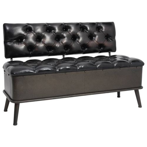 Non Communiqué Noir Banc De Rangement Avec Dossier 110 Cm Similicuir